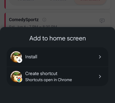 Android install prompt
