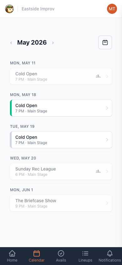 Calendar tab with the Subscribe to calendar button in the top-right corner